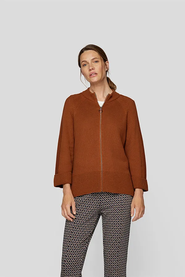 Rabe & LecomteBROWN WOVEN ZIPPERED CARDIGAN