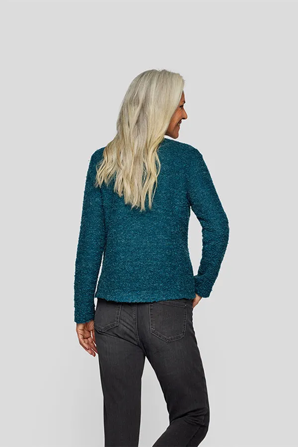 Rabe & LecomteFUZZY TEAL BUTTONED KNIT CARDIGAN