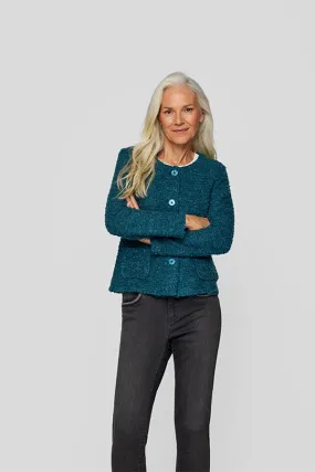 Rabe & LecomteFUZZY TEAL BUTTONED KNIT CARDIGAN