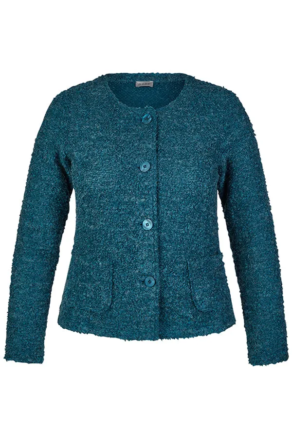 Rabe & LecomteFUZZY TEAL BUTTONED KNIT CARDIGAN