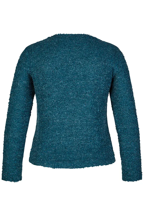 Rabe & LecomteFUZZY TEAL BUTTONED KNIT CARDIGAN