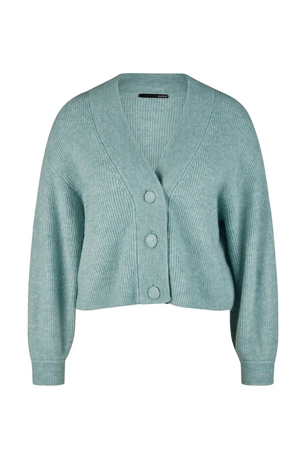 Rabe & LecomteGREEN BUTTONED KNIT CARDIGAN