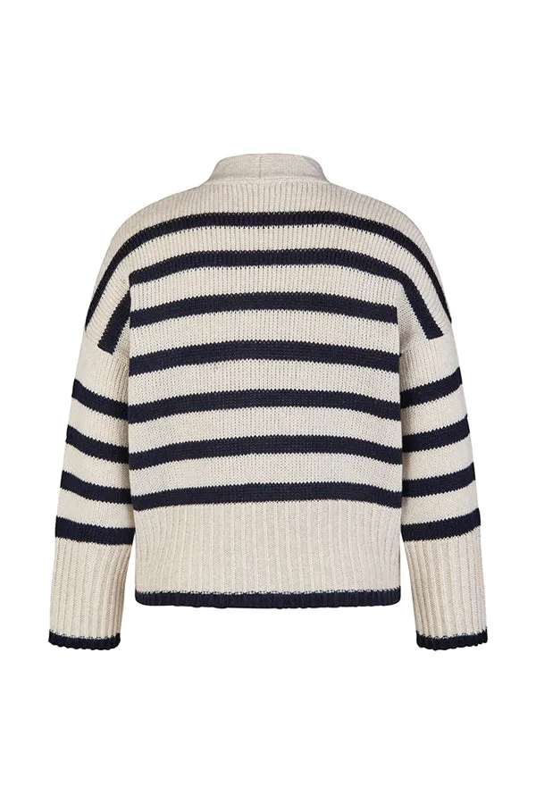 Rabe & LecomteWHITE CHUNKY STRIPED CARDIGAN