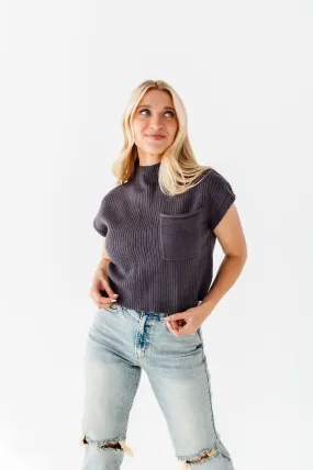 Rainee Sweater Top in Charcoal