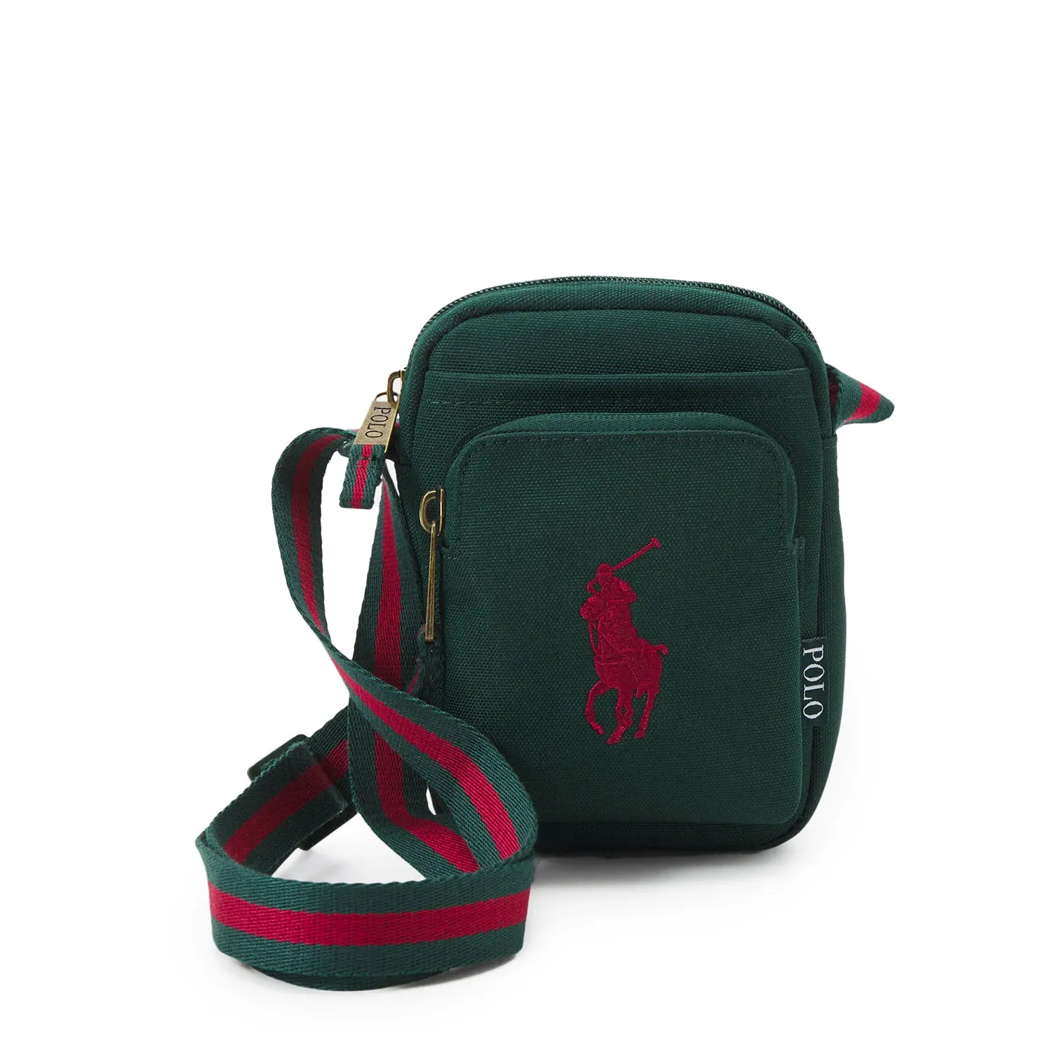 Ralph Lauren Green And Red Big Pony Shoulder Bag