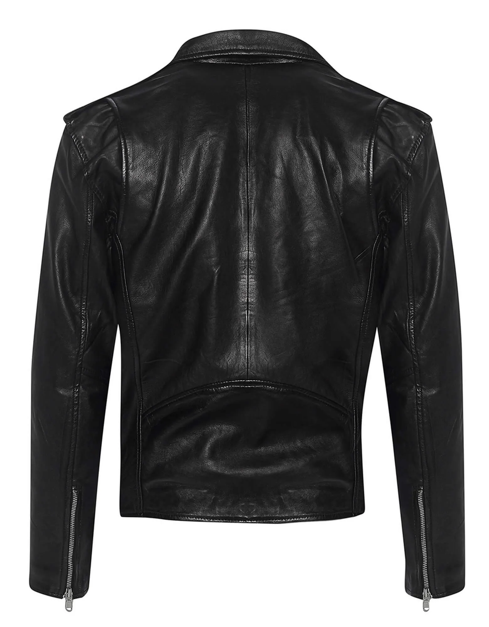 Real Leather Brando - Mens Cross-Zip Brando Jacket-Black