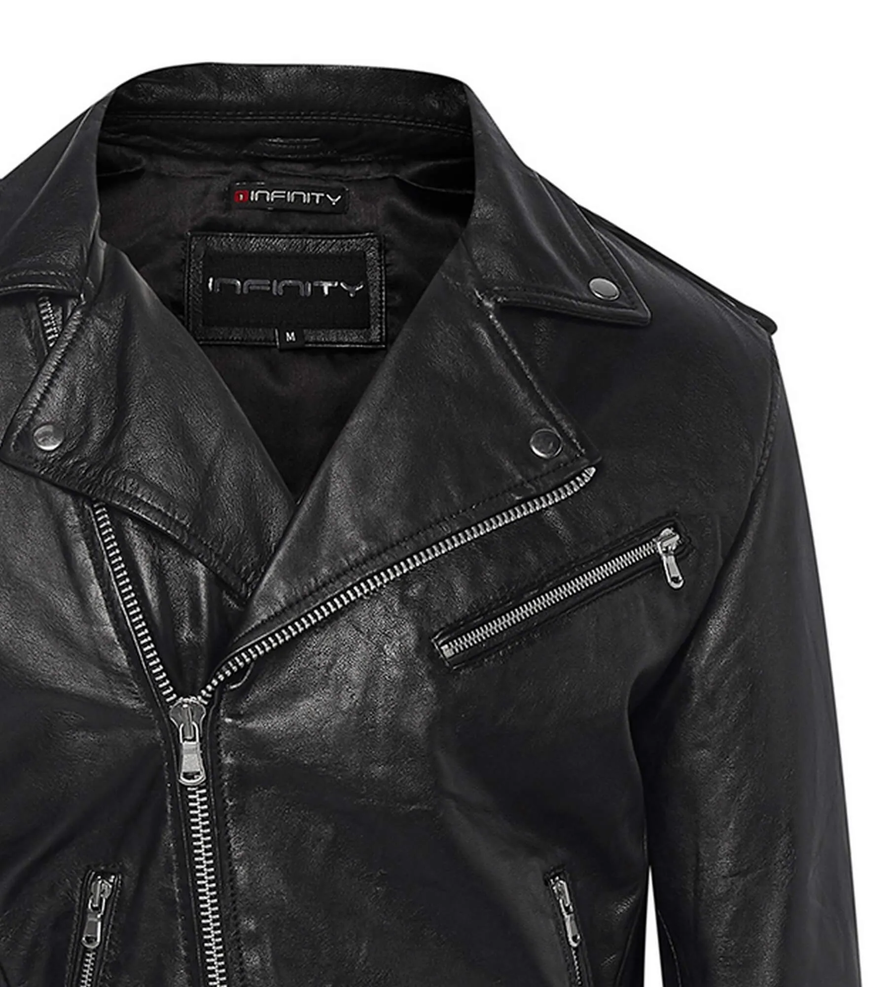 Real Leather Brando - Mens Cross-Zip Brando Jacket-Black