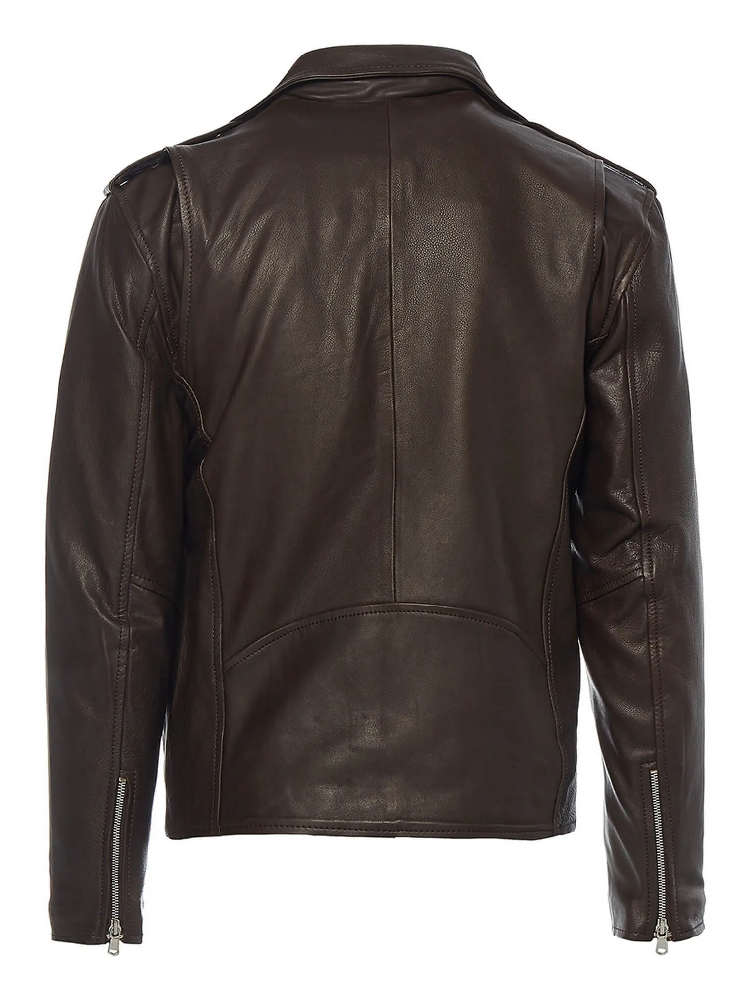 Real Leather Brando - Mens Cross-Zip Brando Jacket-Brown