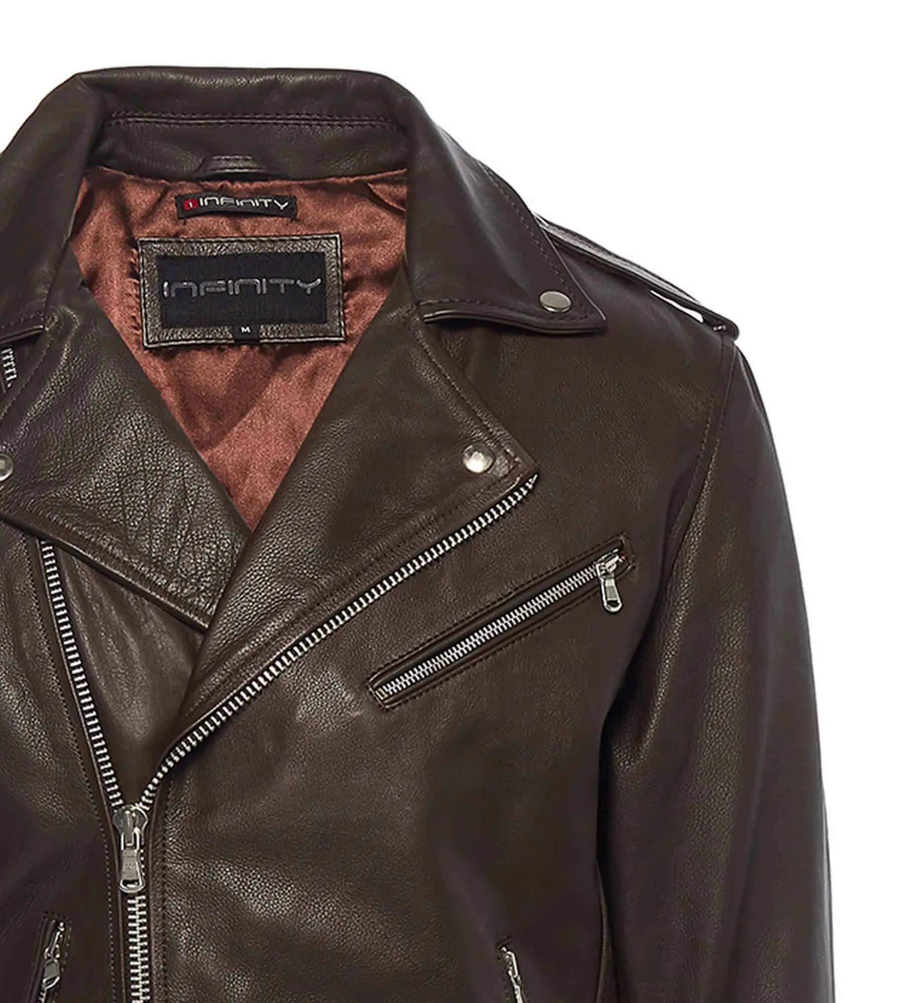 Real Leather Brando - Mens Cross-Zip Brando Jacket-Brown