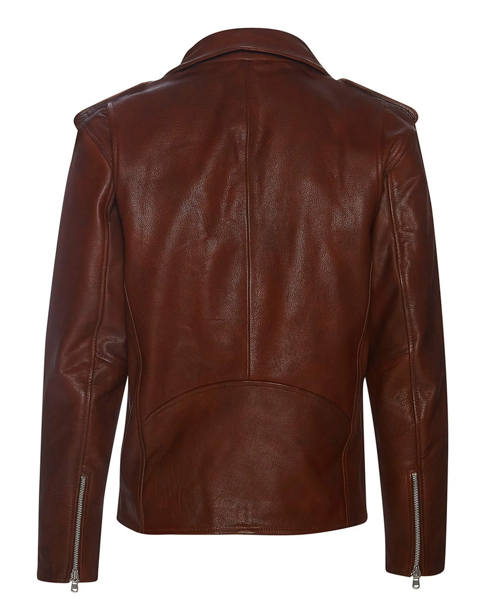 Real Leather Brando - Mens Cross-Zip Brando Jacket-Timber