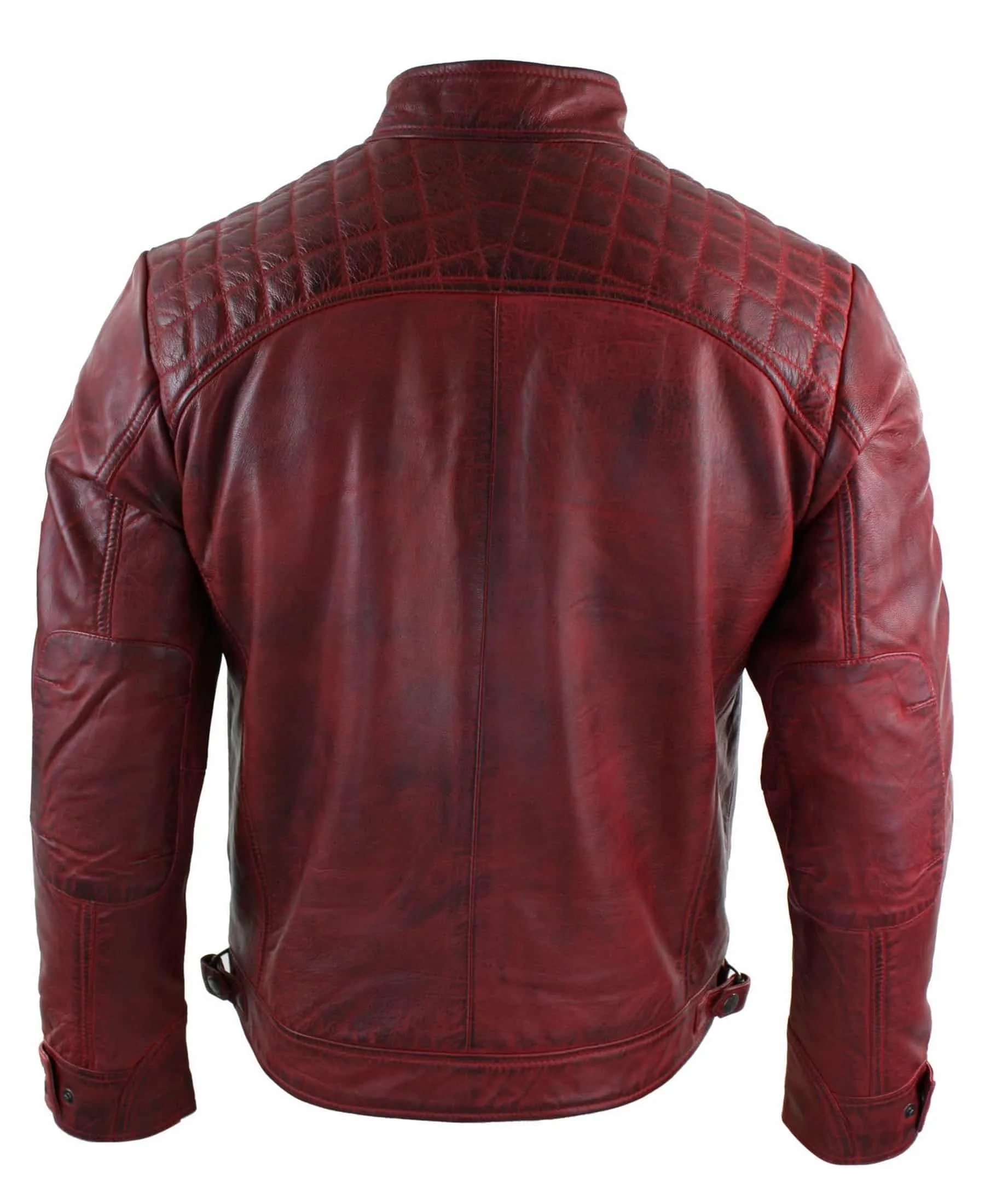 Real Leather Men's Red Distressed Leather Jacket