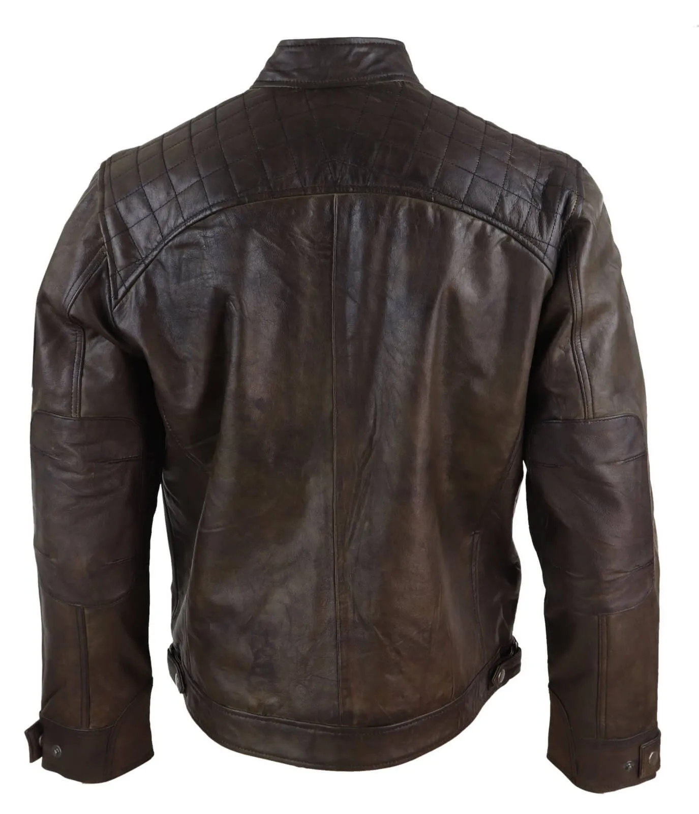 Real Leather Mens Brown Classic Biker Jacket - Brown Biker