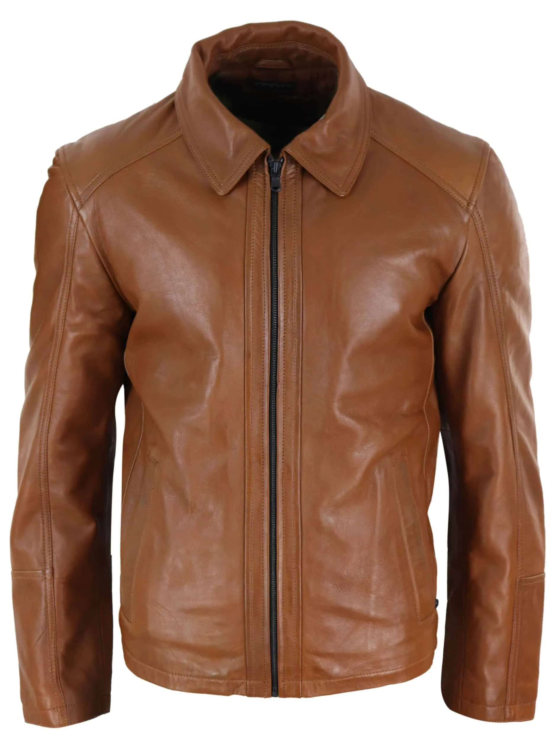 Real Leather Soft Nappab Tan Mens Jacket