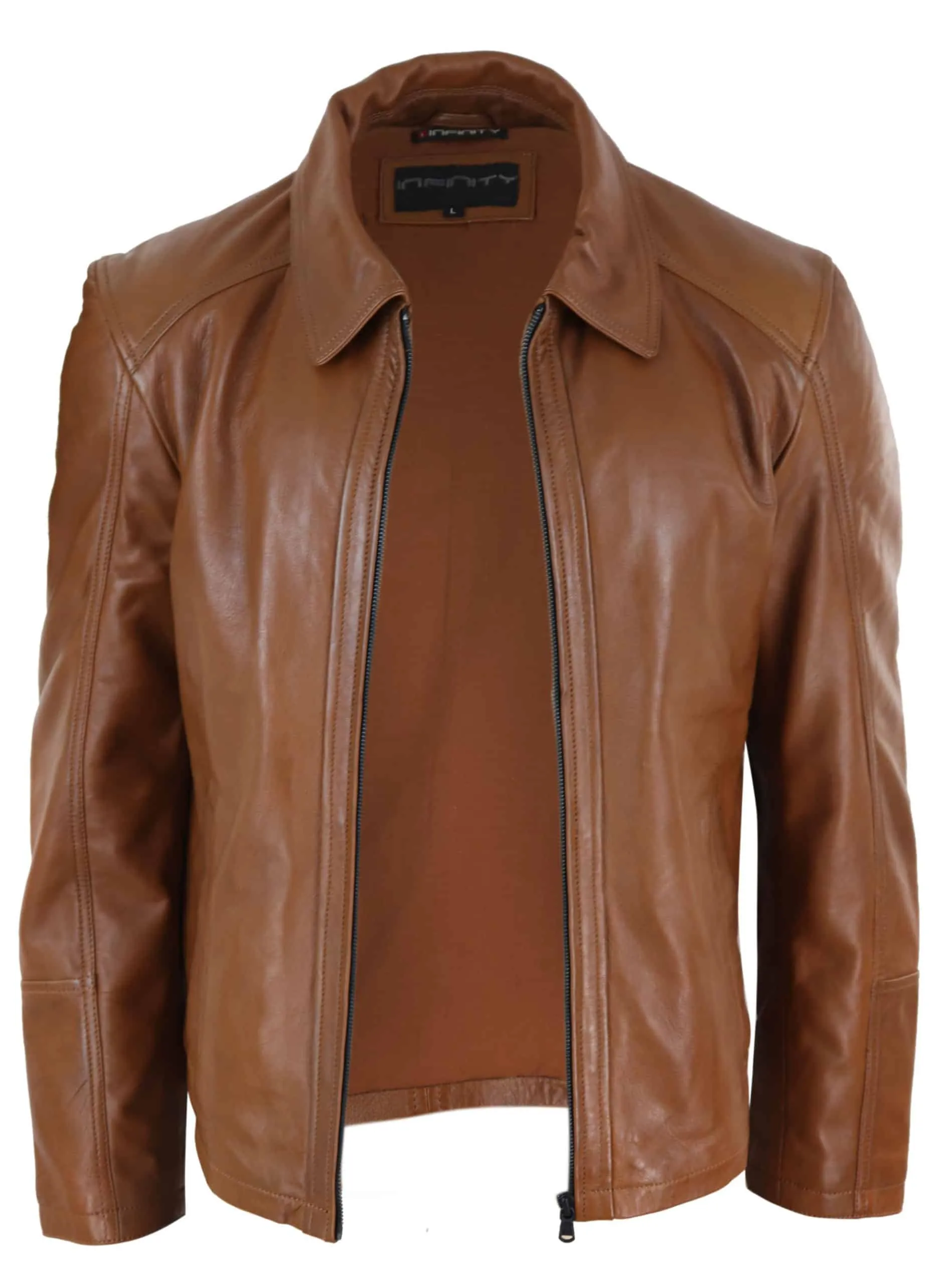 Real Leather Soft Nappab Tan Mens Jacket