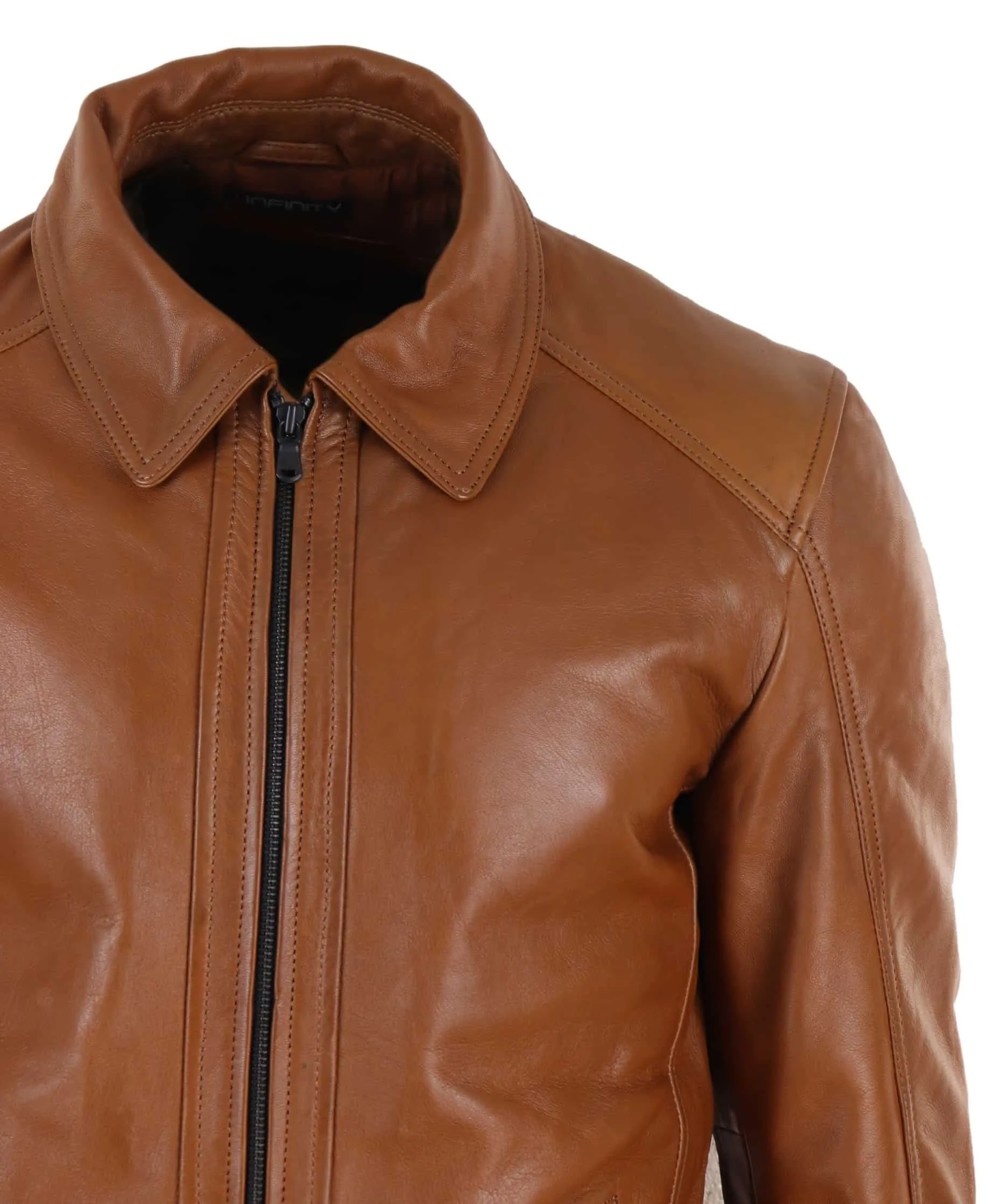 Real Leather Soft Nappab Tan Mens Jacket