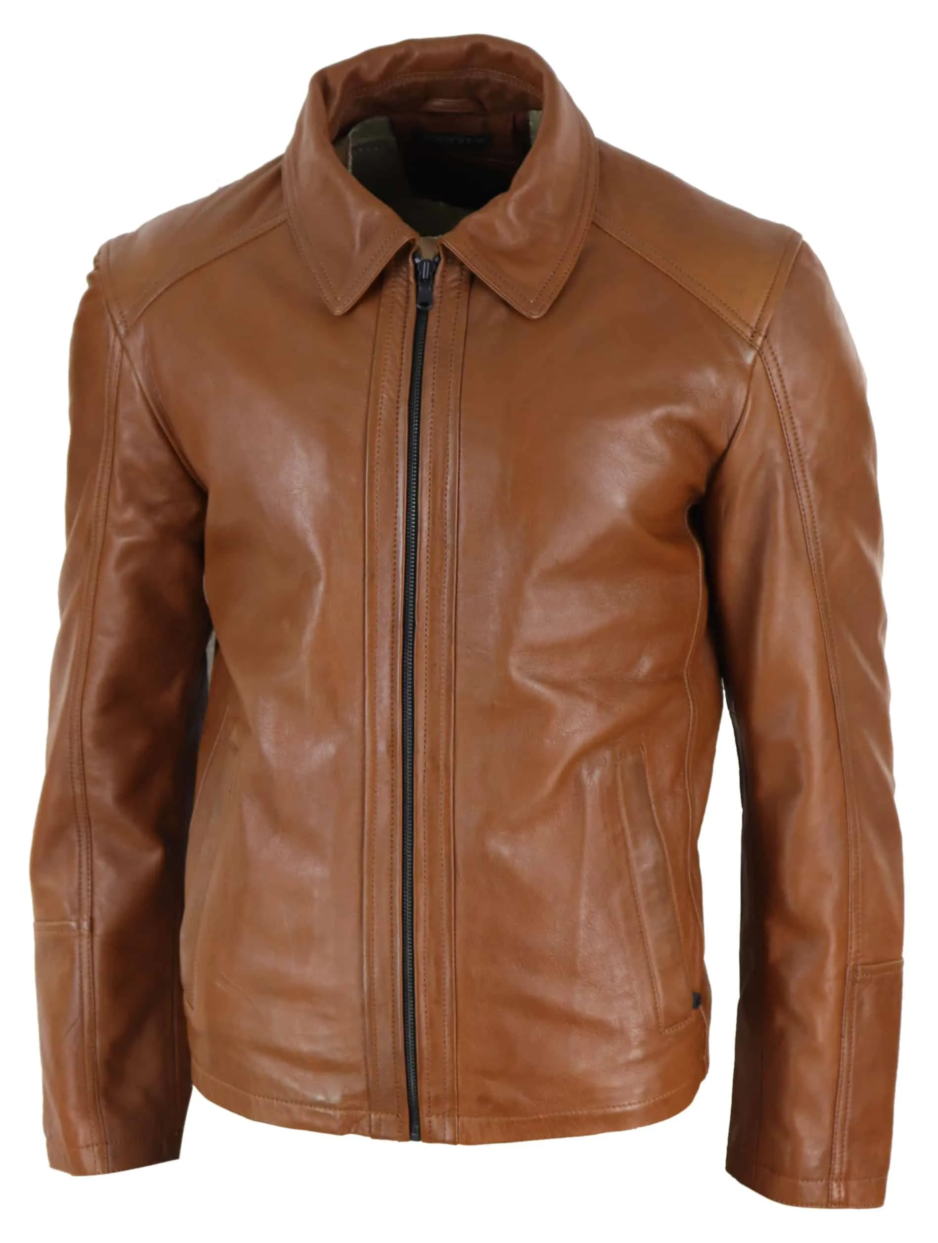 Real Leather Soft Nappab Tan Mens Jacket