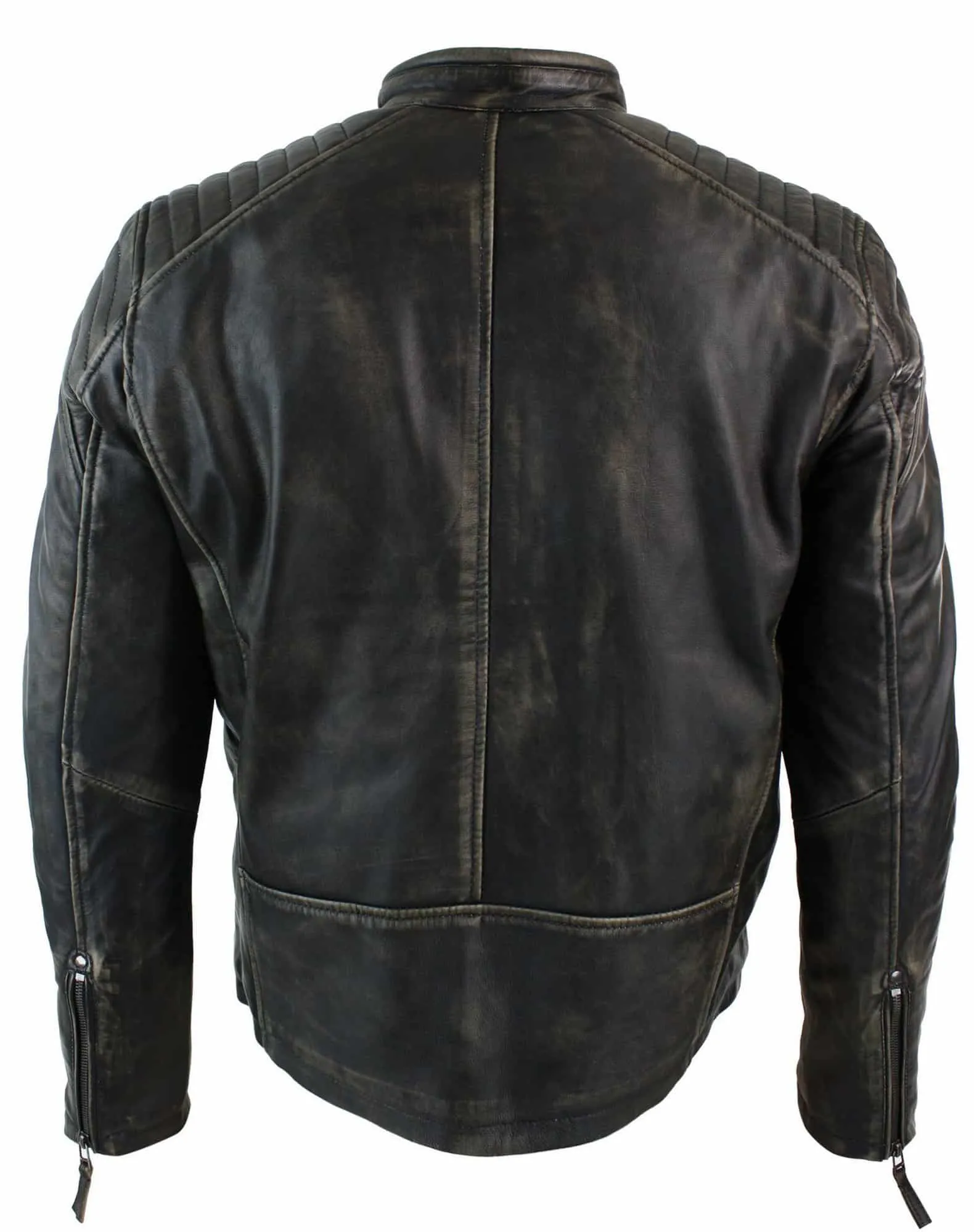 Real Leather Washed Biker Airforce Jacket Distressed Casual Fit Retro Vintage for Men