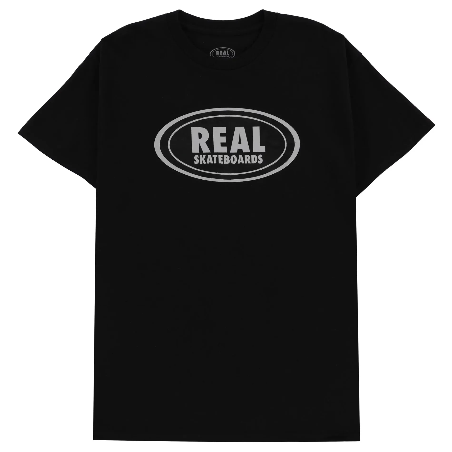 REAL SKATEBOARDS OVAL LOGO TEE BLACK GRAY BLACK