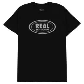 REAL SKATEBOARDS OVAL LOGO TEE BLACK GRAY BLACK