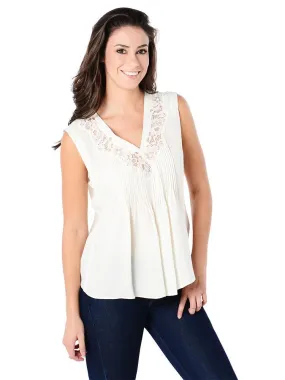     REBECCA TAYLOR  Sleeveless Silk and Lace Top    