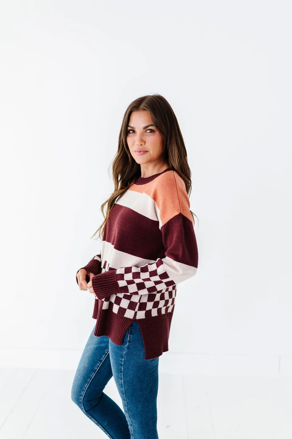 Rebekah Oversized Sweater in Burgundy