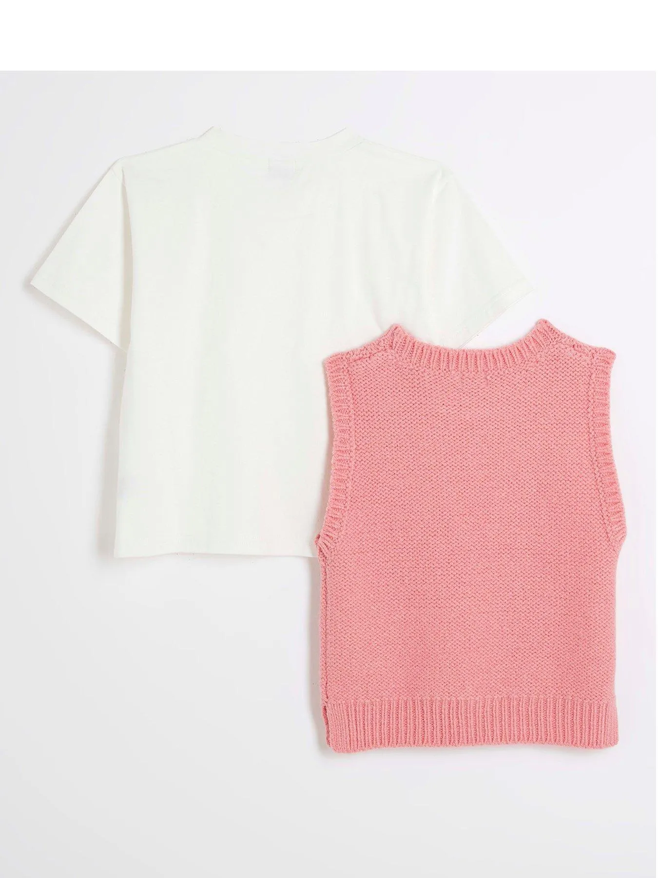 River Island Girls Cable Knit Vest Top And T-shirt - Pink