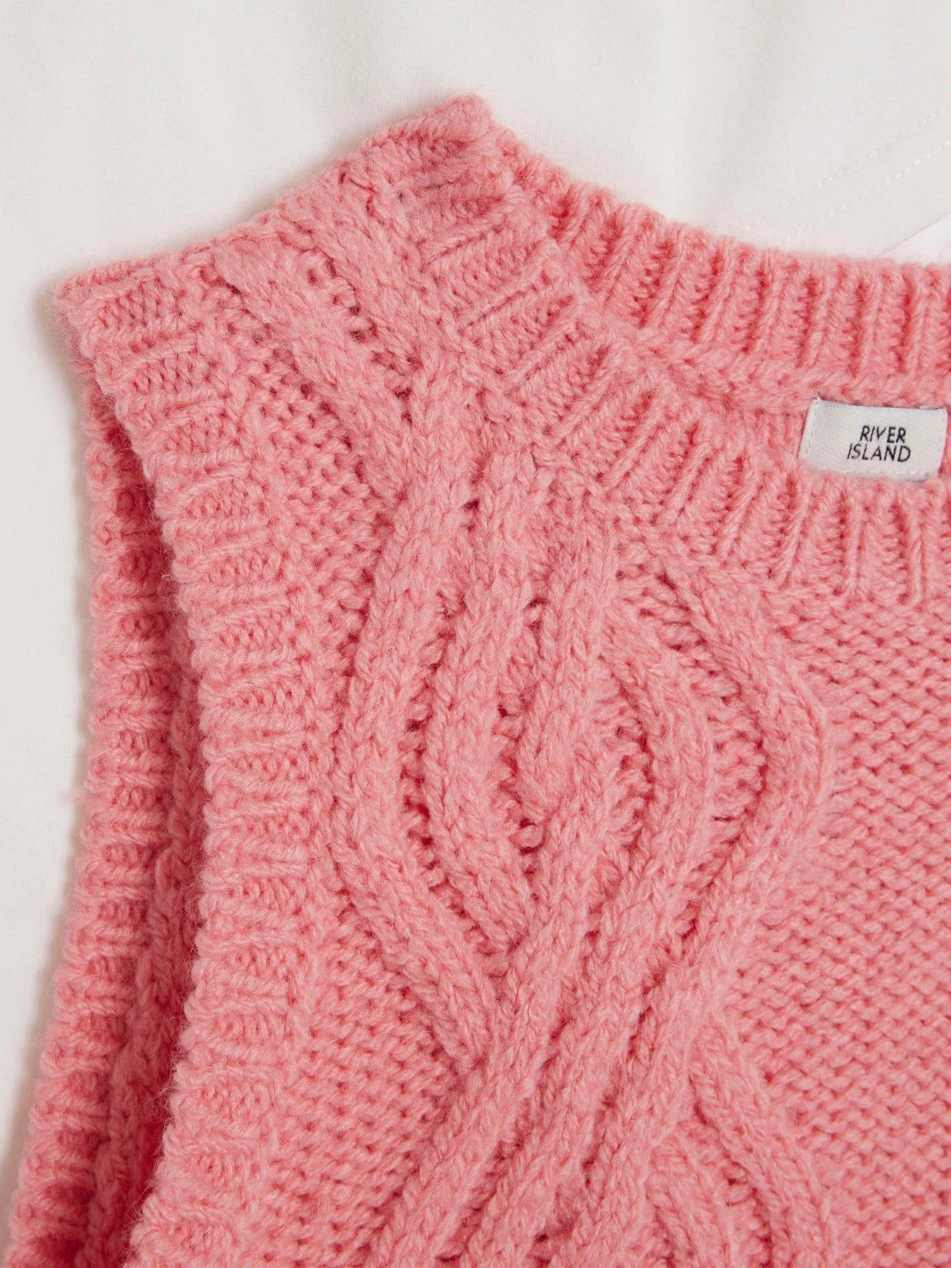 River Island Girls Cable Knit Vest Top And T-shirt - Pink