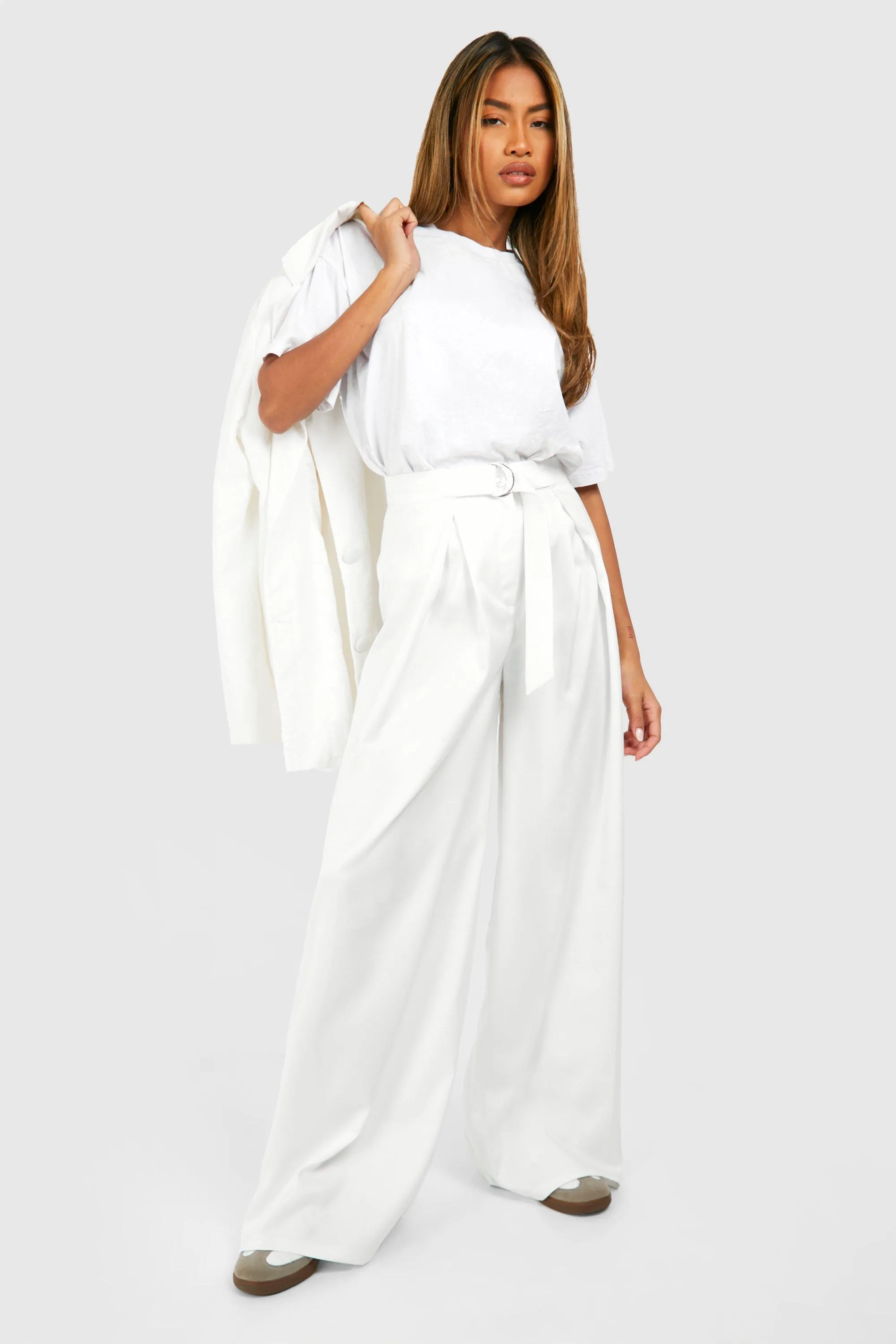 Satin Belted Wide Leg Pants