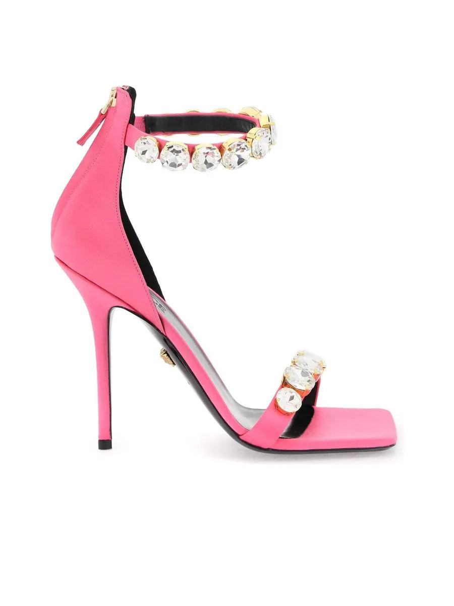 Satin Sandals With Crystals