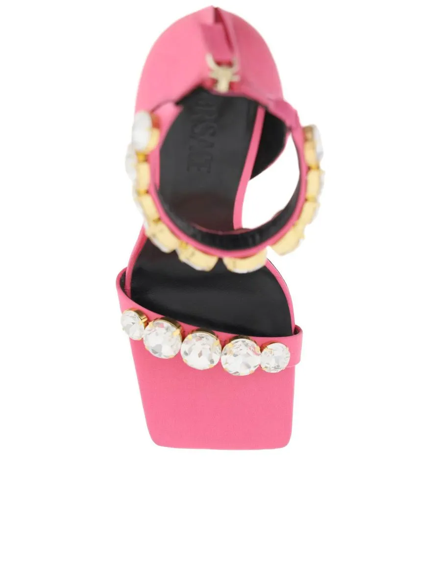 Satin Sandals With Crystals