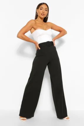 Scuba Crepe Belted Wide Leg Pants