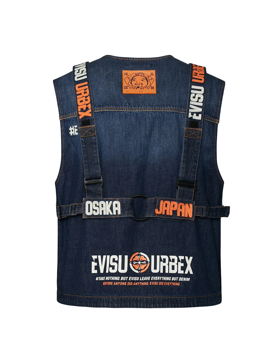 Seagull Embroidered Multi-pocket Denim Vest