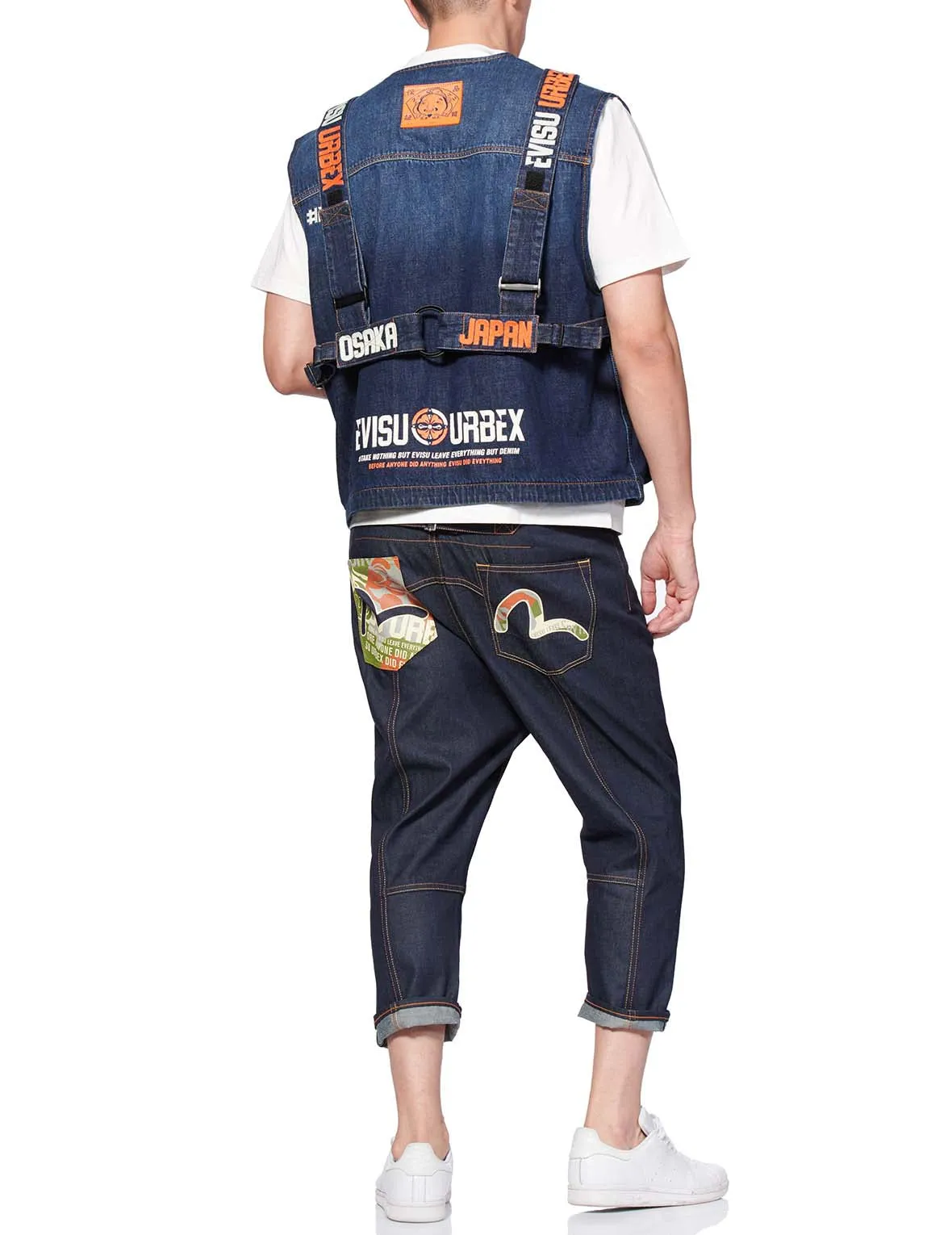 Seagull Embroidered Multi-pocket Denim Vest