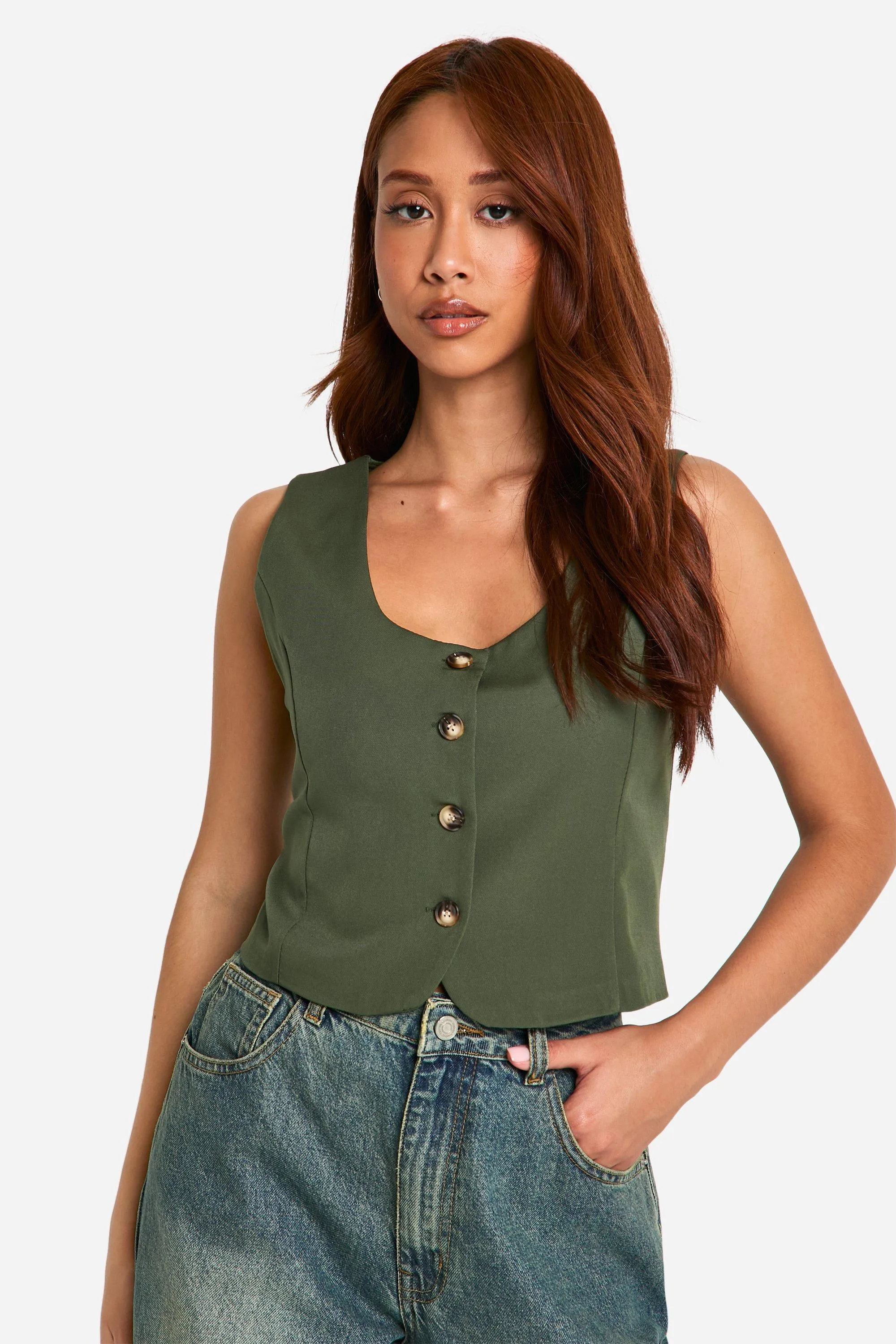 Square Neck Crop Vest