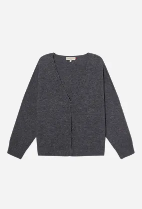 Stella Forest YSEULT GREY V-NECK WOOL CARDIGAN