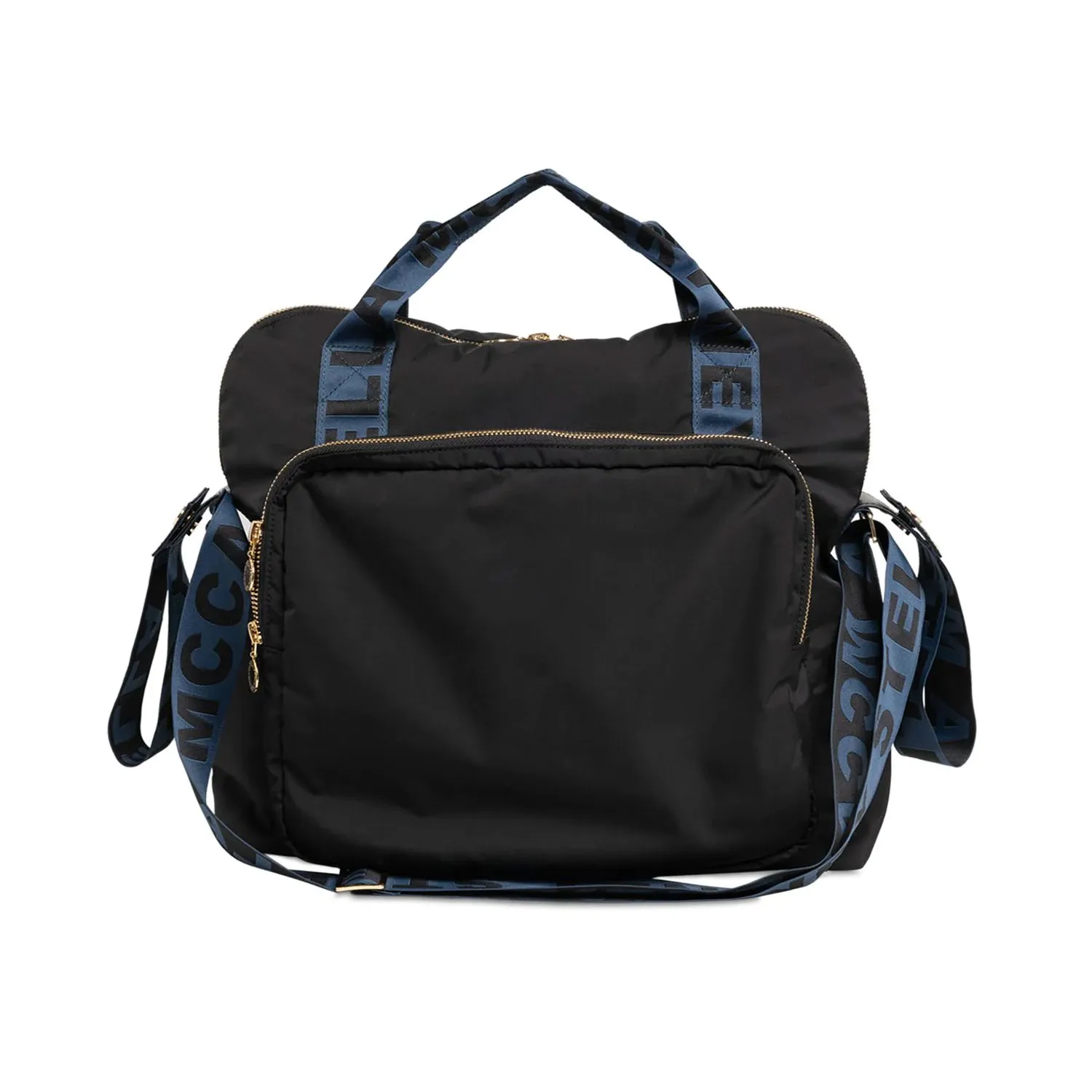 Stella Mccartney Black Changing Bag With Blue Handles And Shoulder Strap