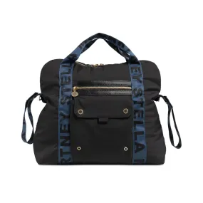 Stella Mccartney Black Changing Bag With Blue Handles And Shoulder Strap