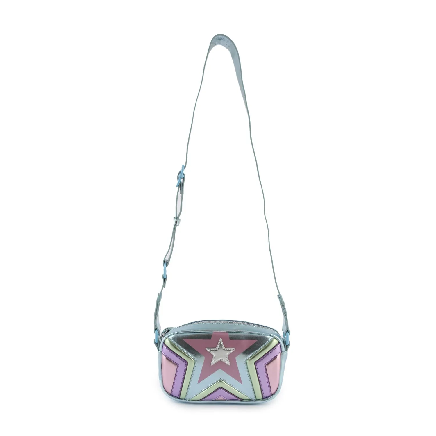 Stella Mccartney Light Blue And Multicolor Laminated Shoulder Bag