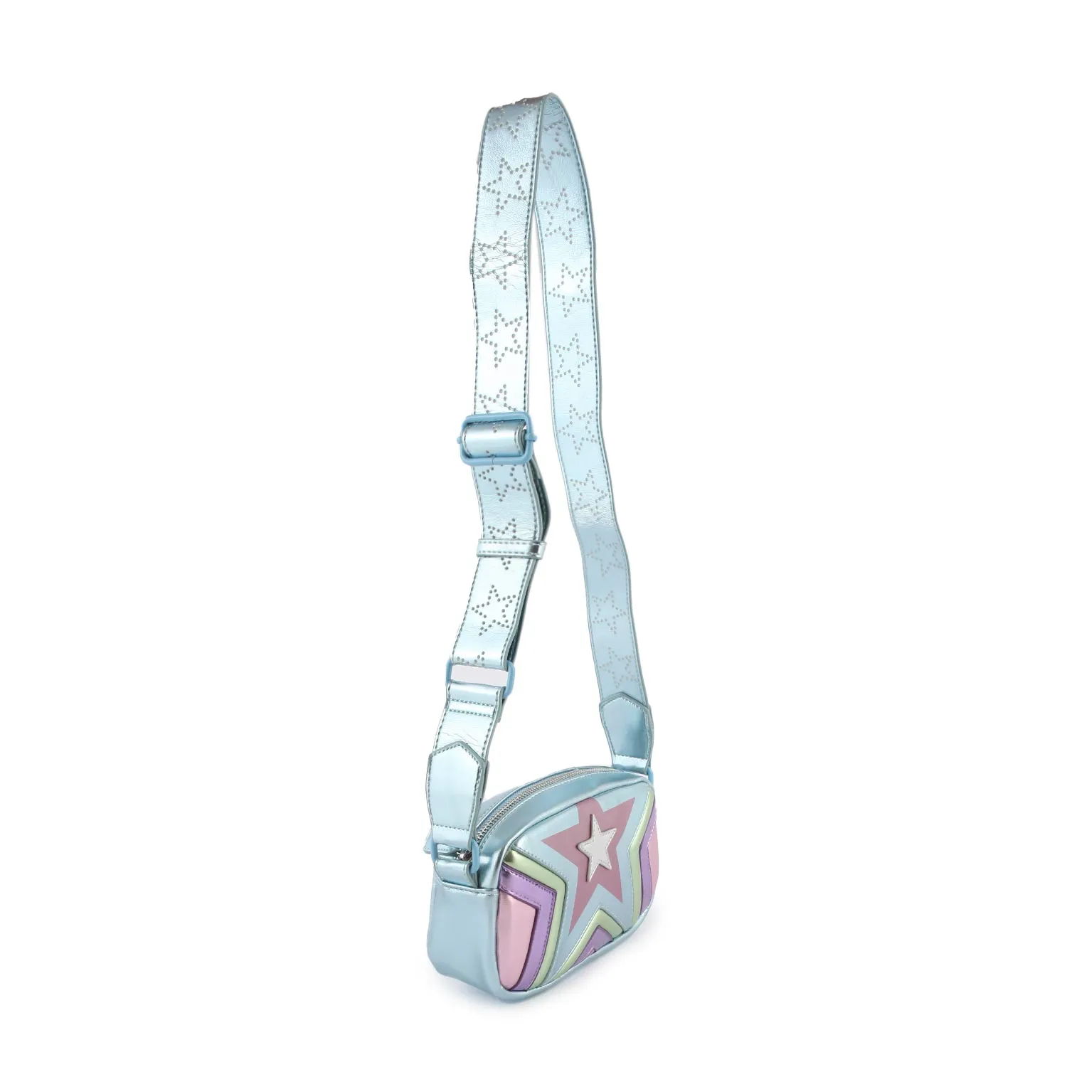 Stella Mccartney Light Blue And Multicolor Laminated Shoulder Bag