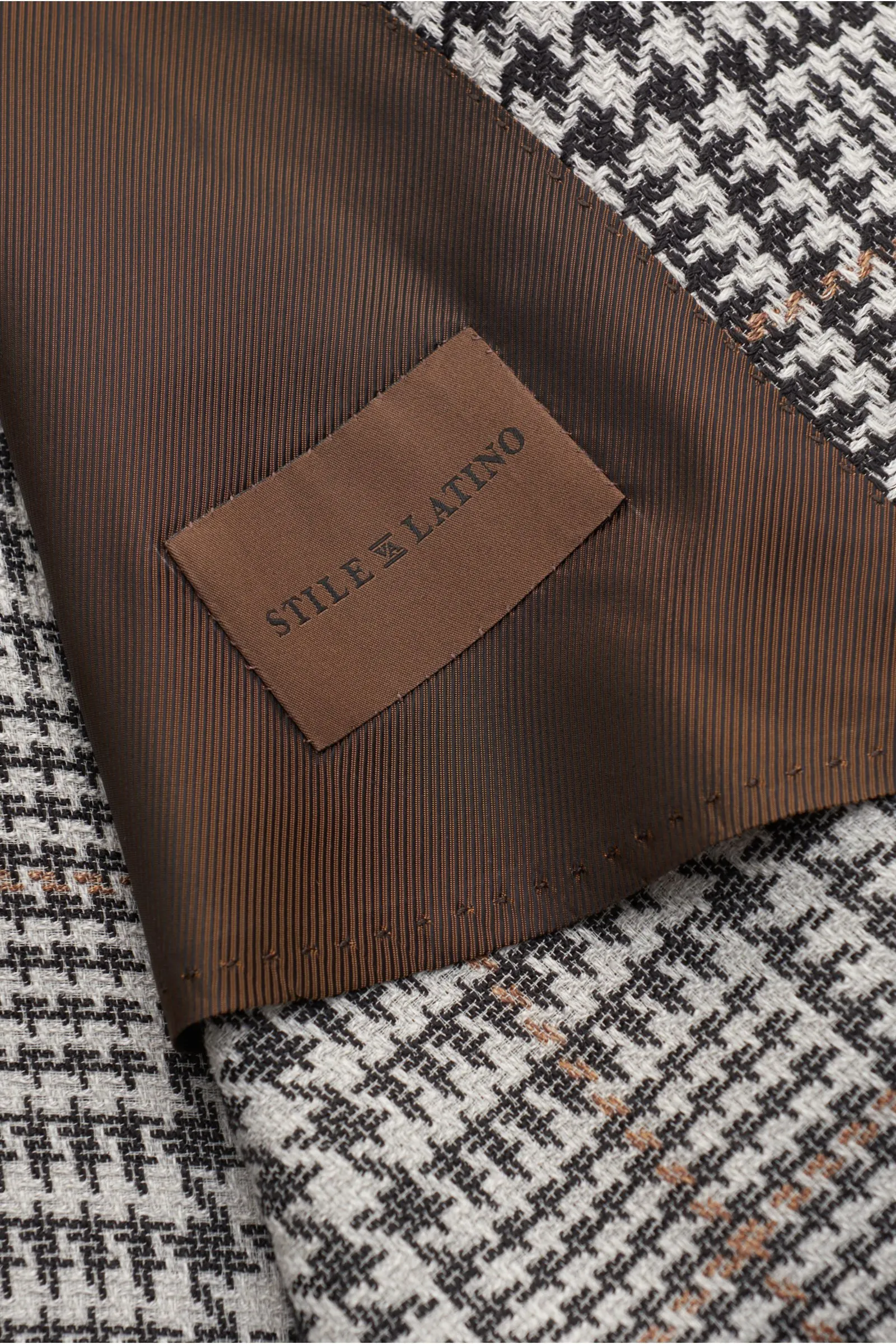 STILE LATINO smart-casual jacket 'Romolo' black/white/light brown checked