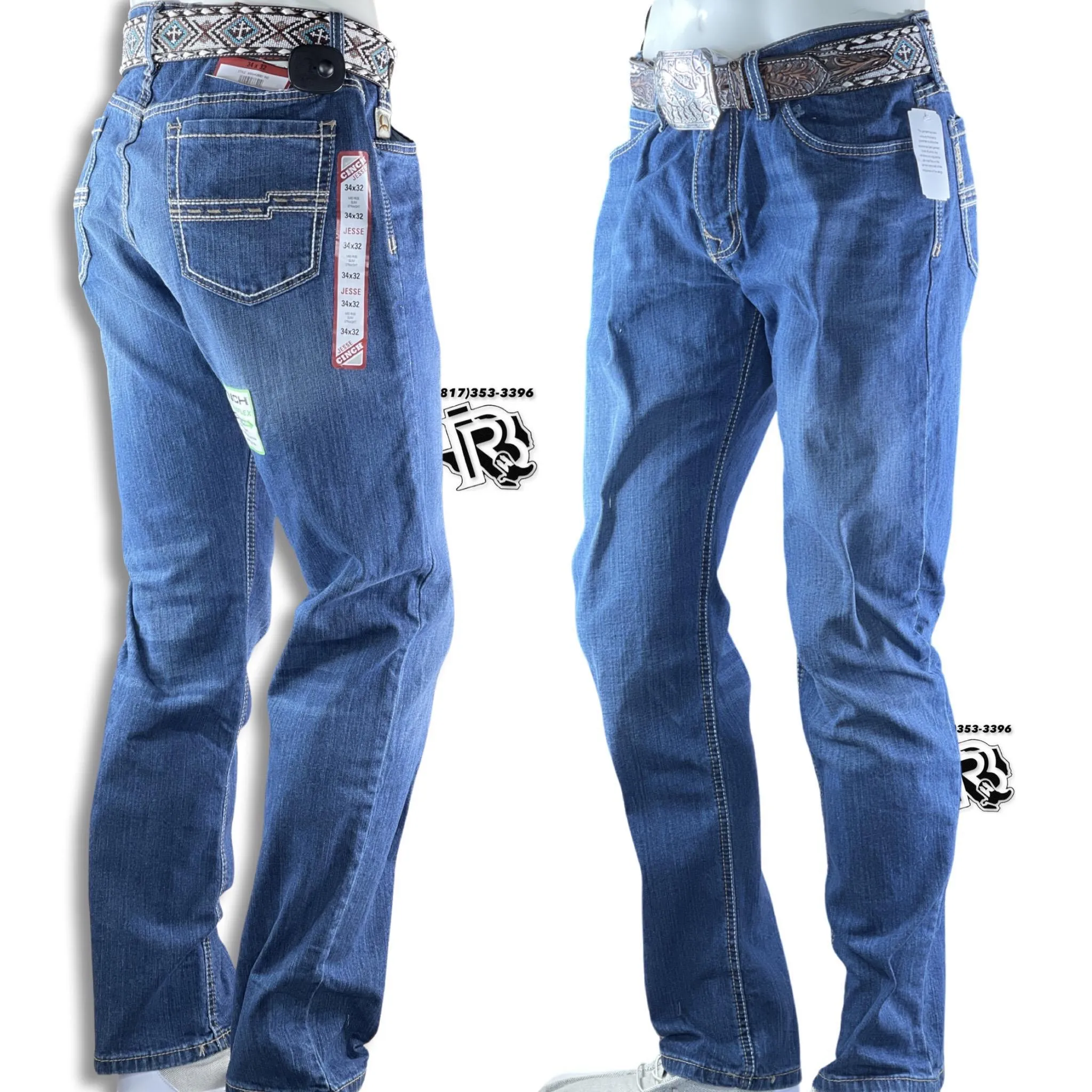 STRAIGHT LEG MID RISE | CINCH MEN  JEANS JESSE DARK STONE MB54438001 JESSE RED LABEL