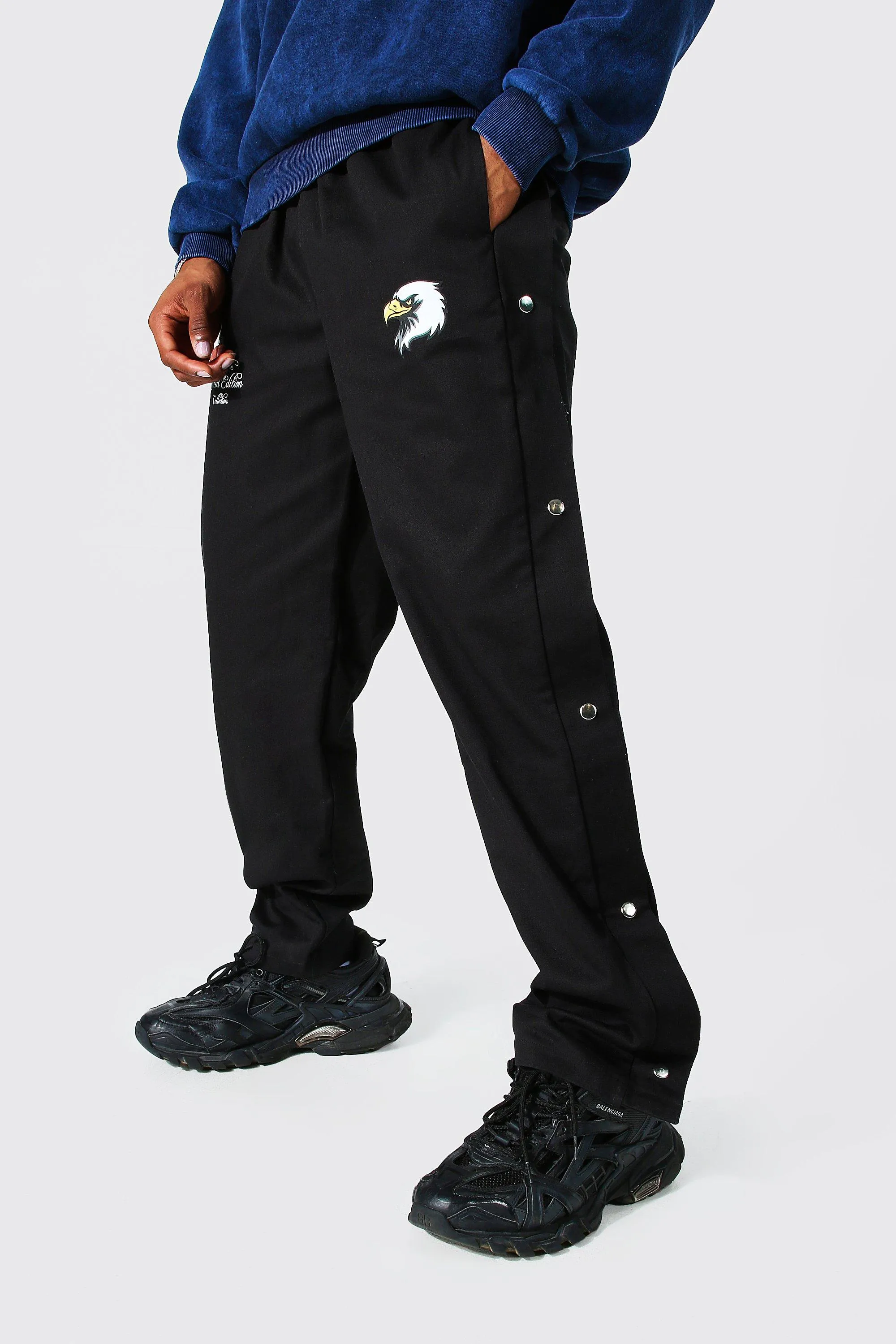 Straight Leg Varsity Twill Popper Pants