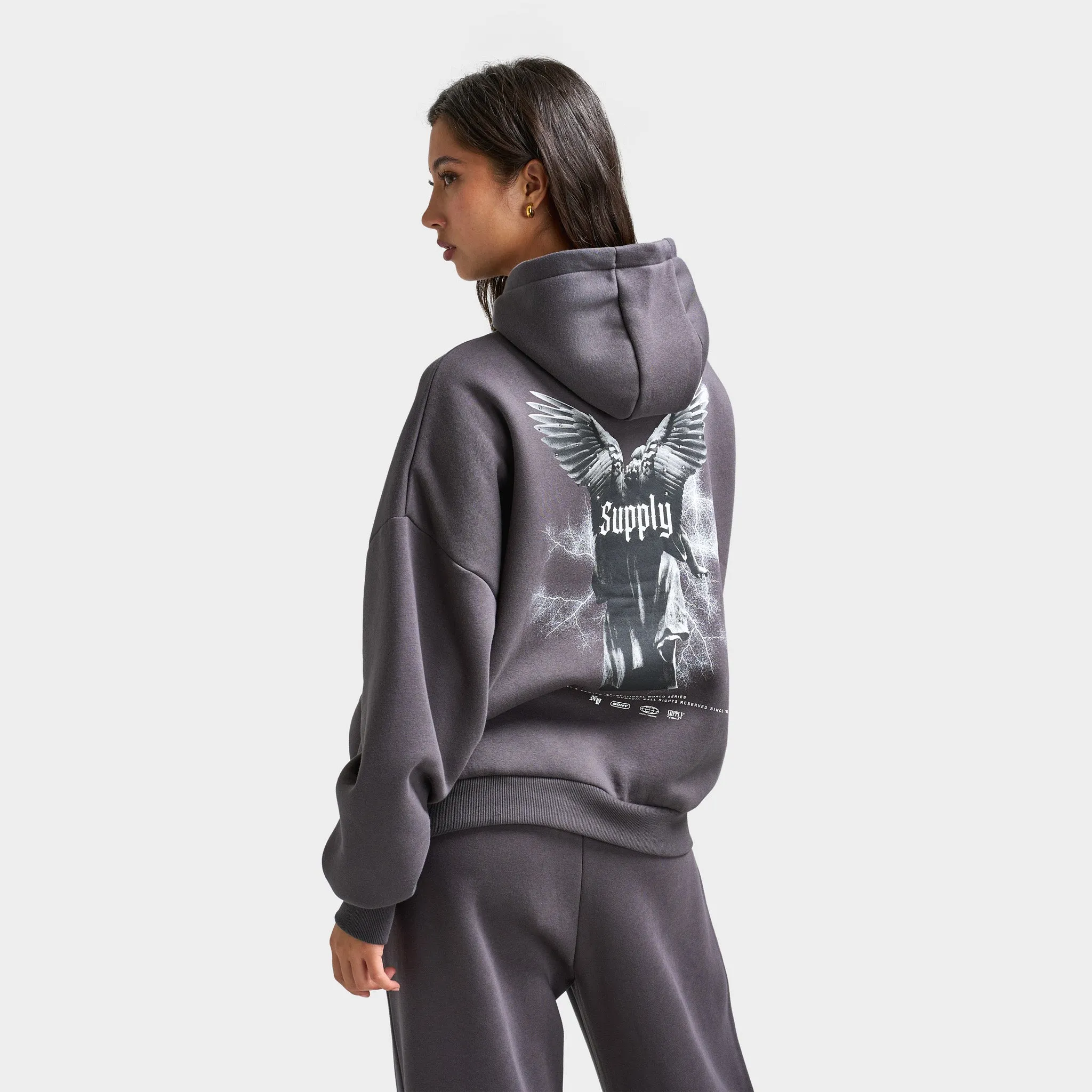 Supply & Demand Womens' Wings Graphic Hoodie / Asphalt