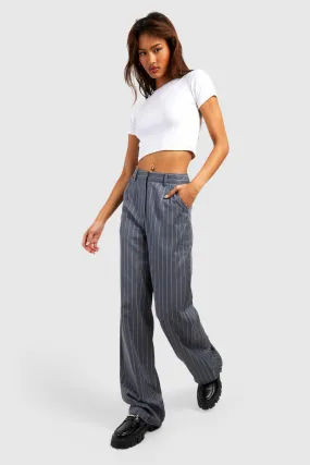 Tall Pinstripe Wide Leg Low Rise Pants