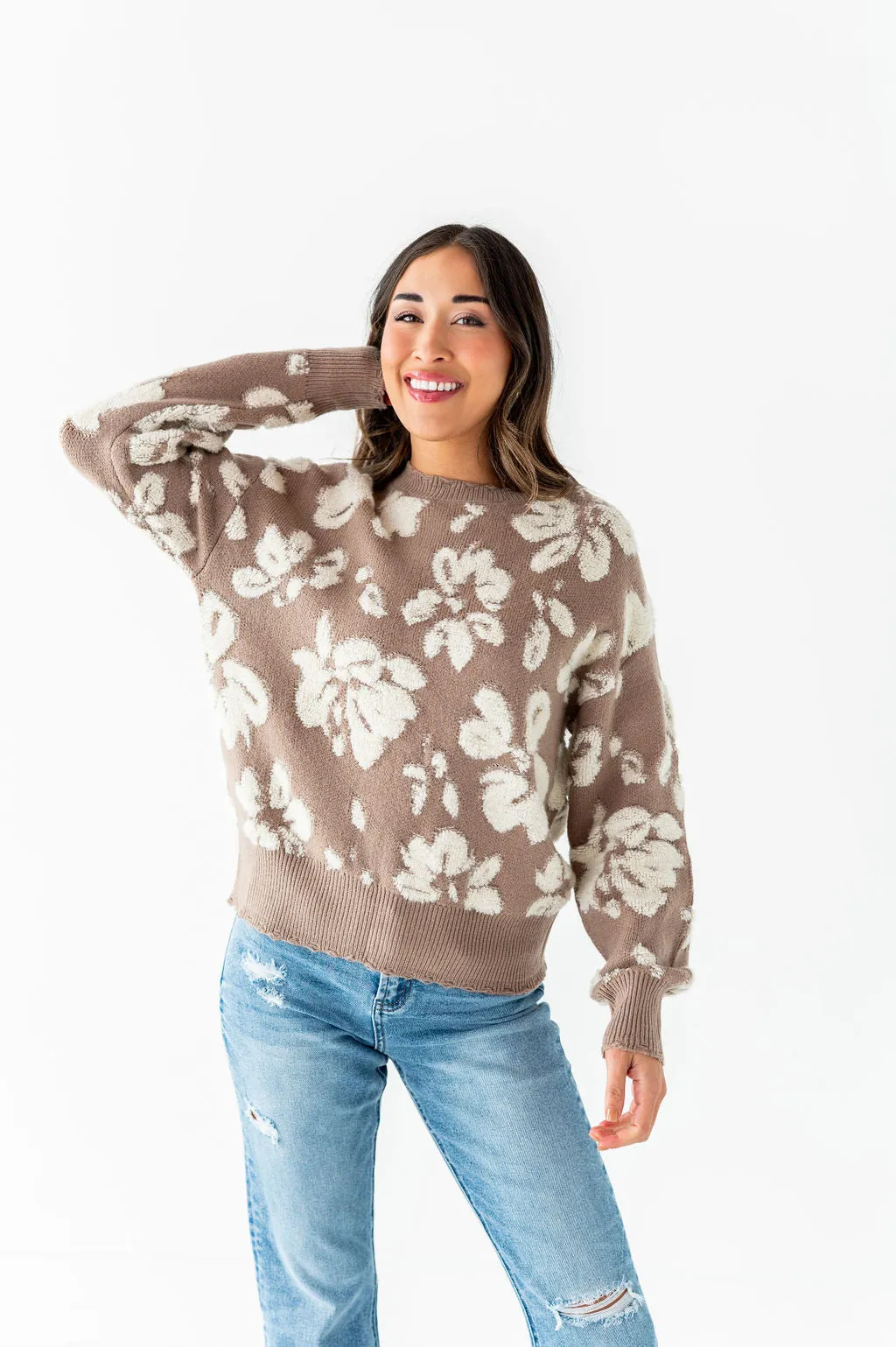 Tansy Floral Distressed Sweater