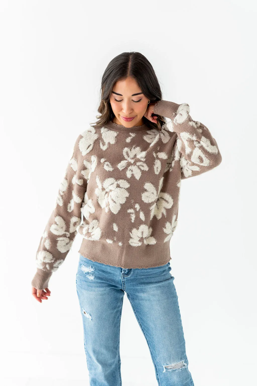 Tansy Floral Distressed Sweater