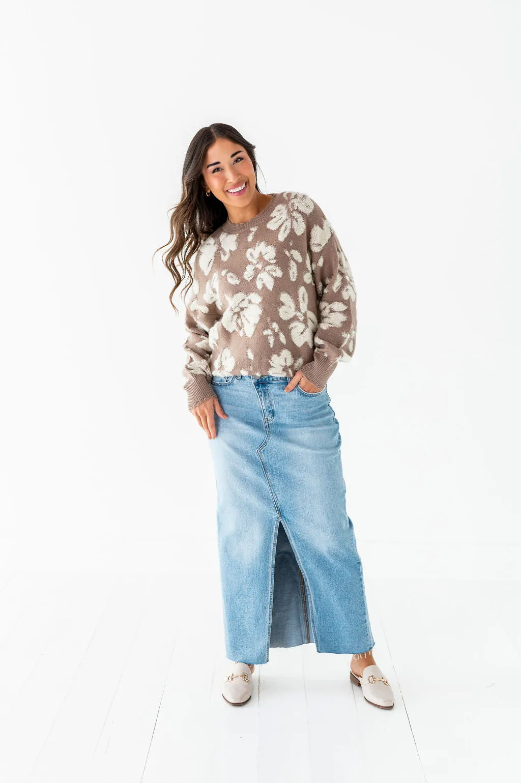 Tansy Floral Distressed Sweater