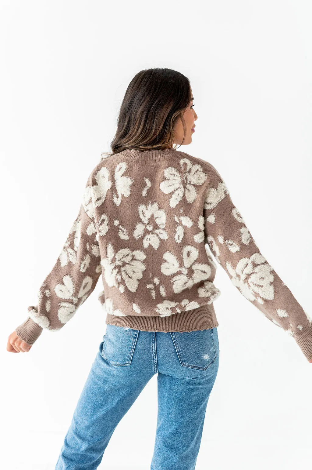 Tansy Floral Distressed Sweater