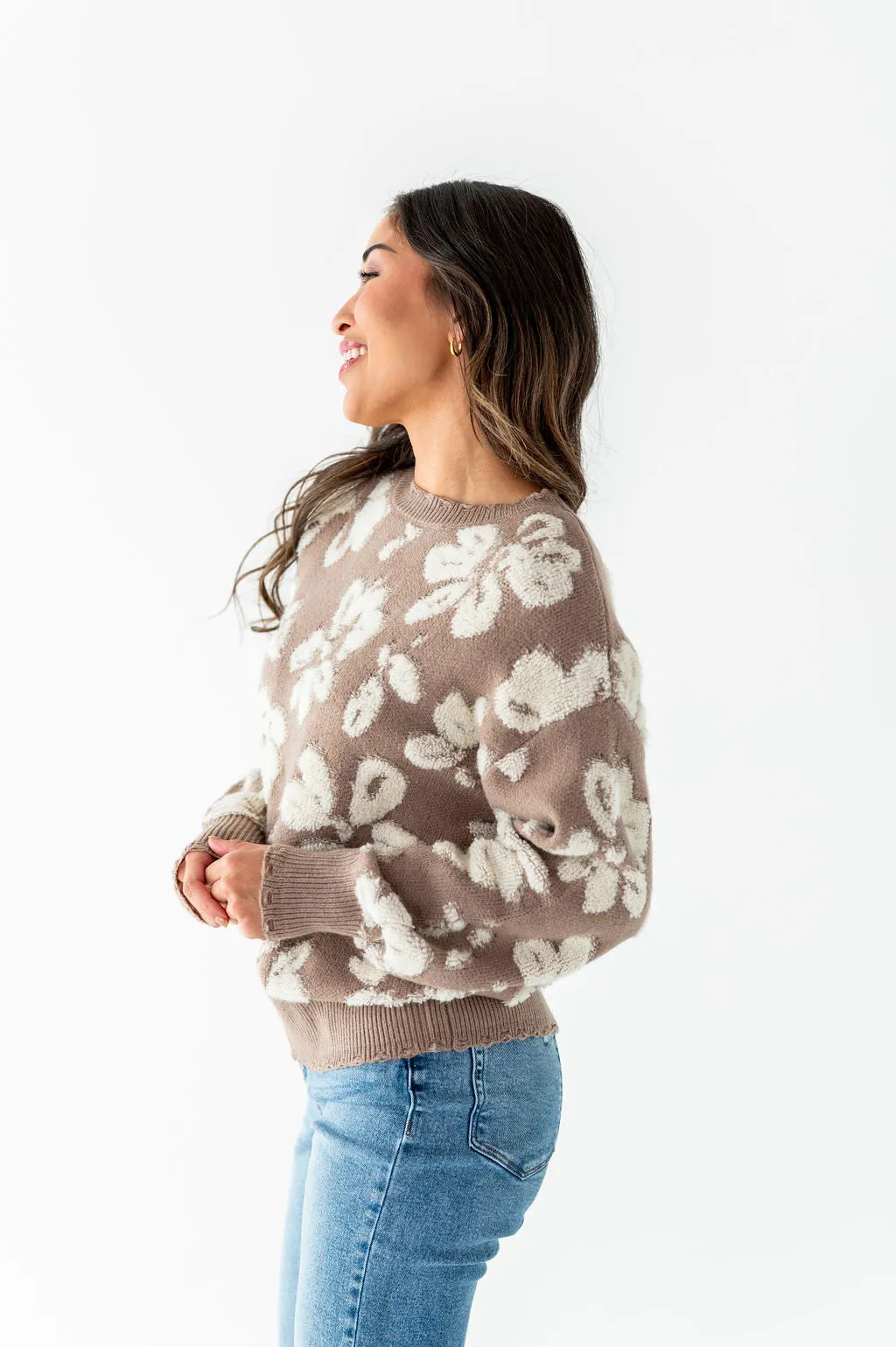 Tansy Floral Distressed Sweater