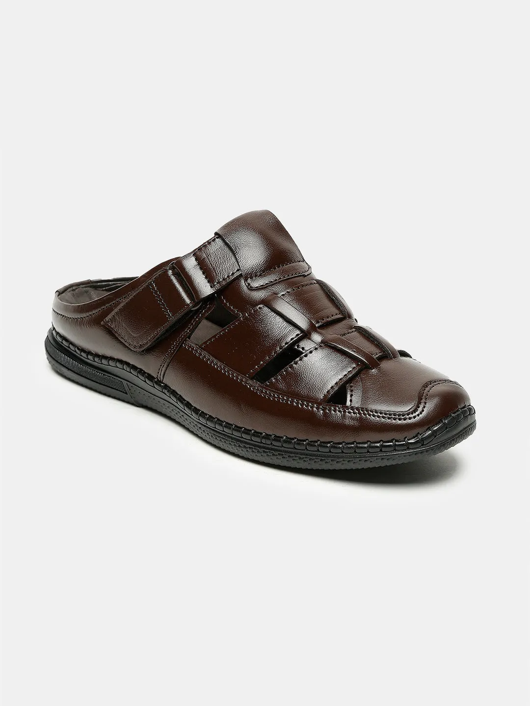 Teakwood Men's Real Leather Brown Sandals